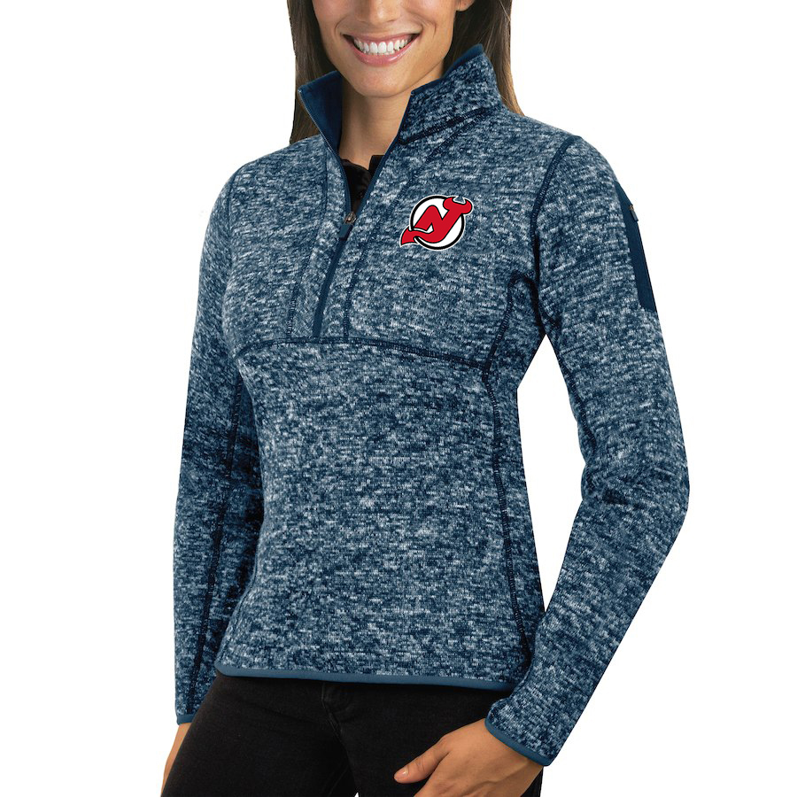 New Jersey Devils Antigua Women's Fortune 1/2-Zip Pullover Sweater Royal